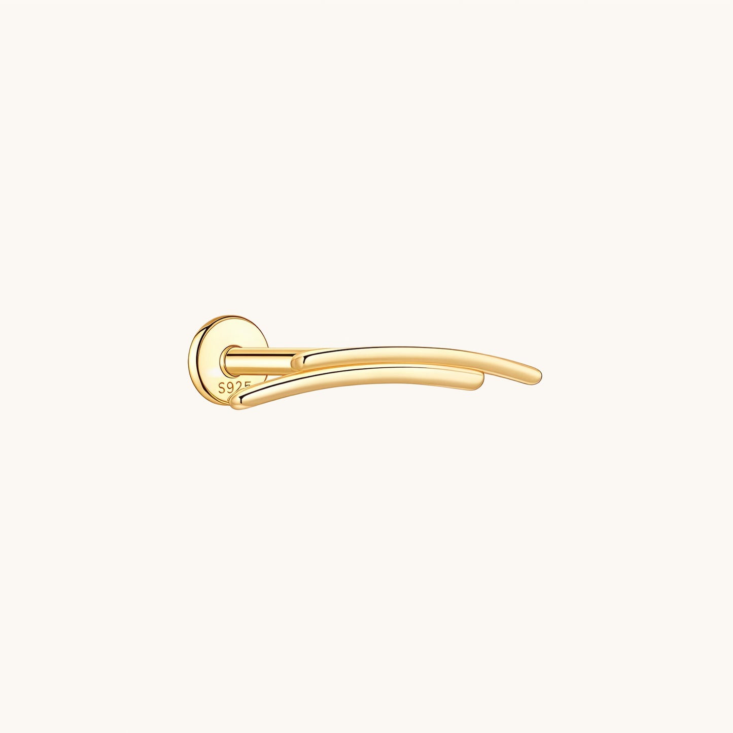 Gold-plated 925 sterling silver Crescent Duo Bar Flatback Earring Gold