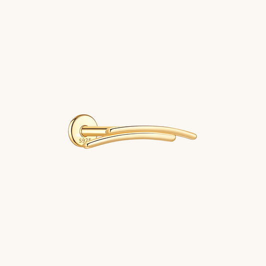 Gold-plated 925 sterling silver Crescent Duo Bar Flatback Earring Gold