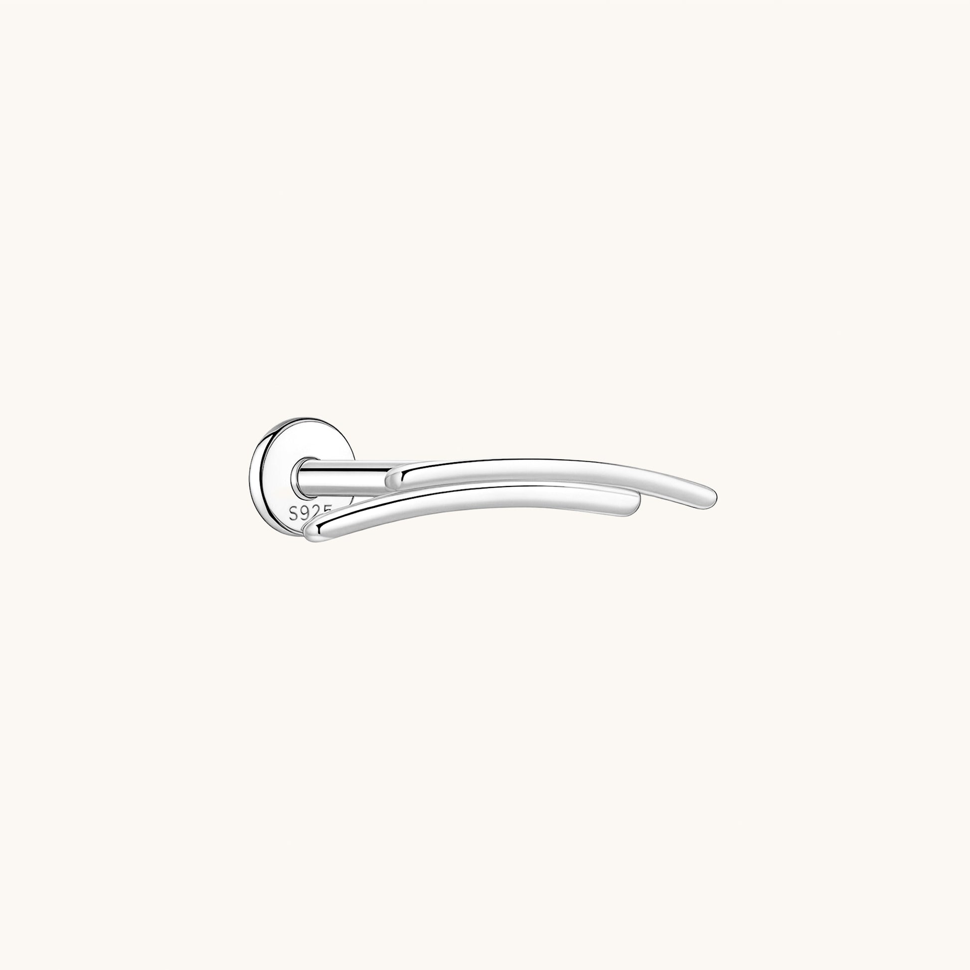 Gold-plated 925 sterling silver Crescent Duo Bar Flatback Earring Silver