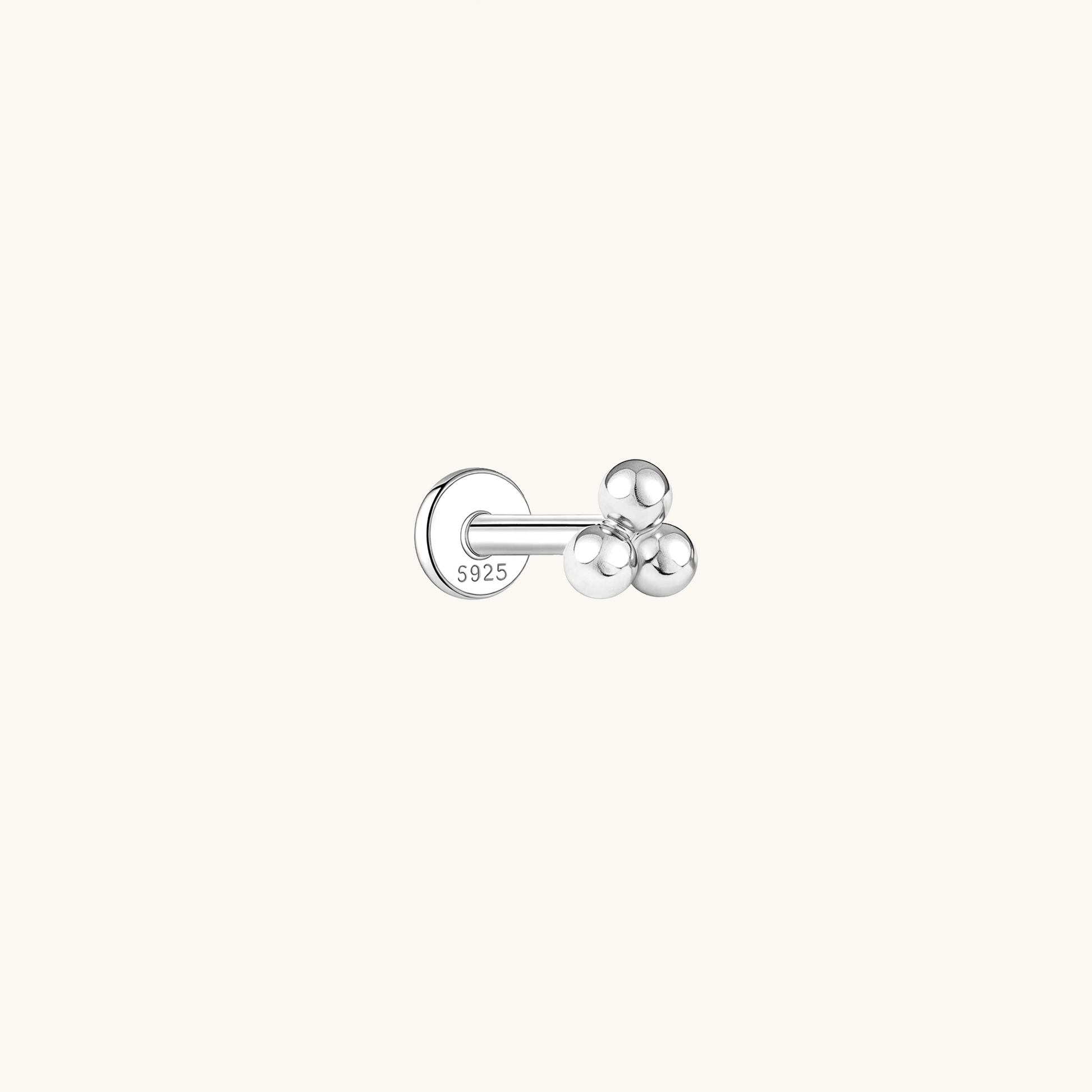 Gold-plated 925 sterling silver Trio Ball Flatback Earring Silver