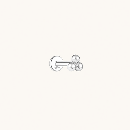 Gold-plated 925 sterling silver Trio Ball Flatback Earring Silver