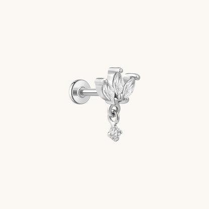 Gold-plated 925 sterling silver Marquise Dangle Flatback Earring Silver