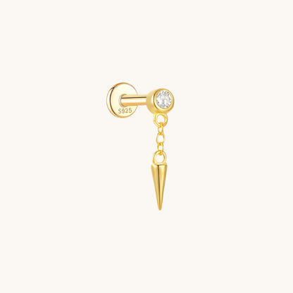 Gold-plated 925 sterling silver Dangle Spike Flatback Earring