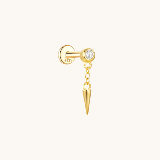 Gold-plated 925 sterling silver Dangle Spike Flatback Earring