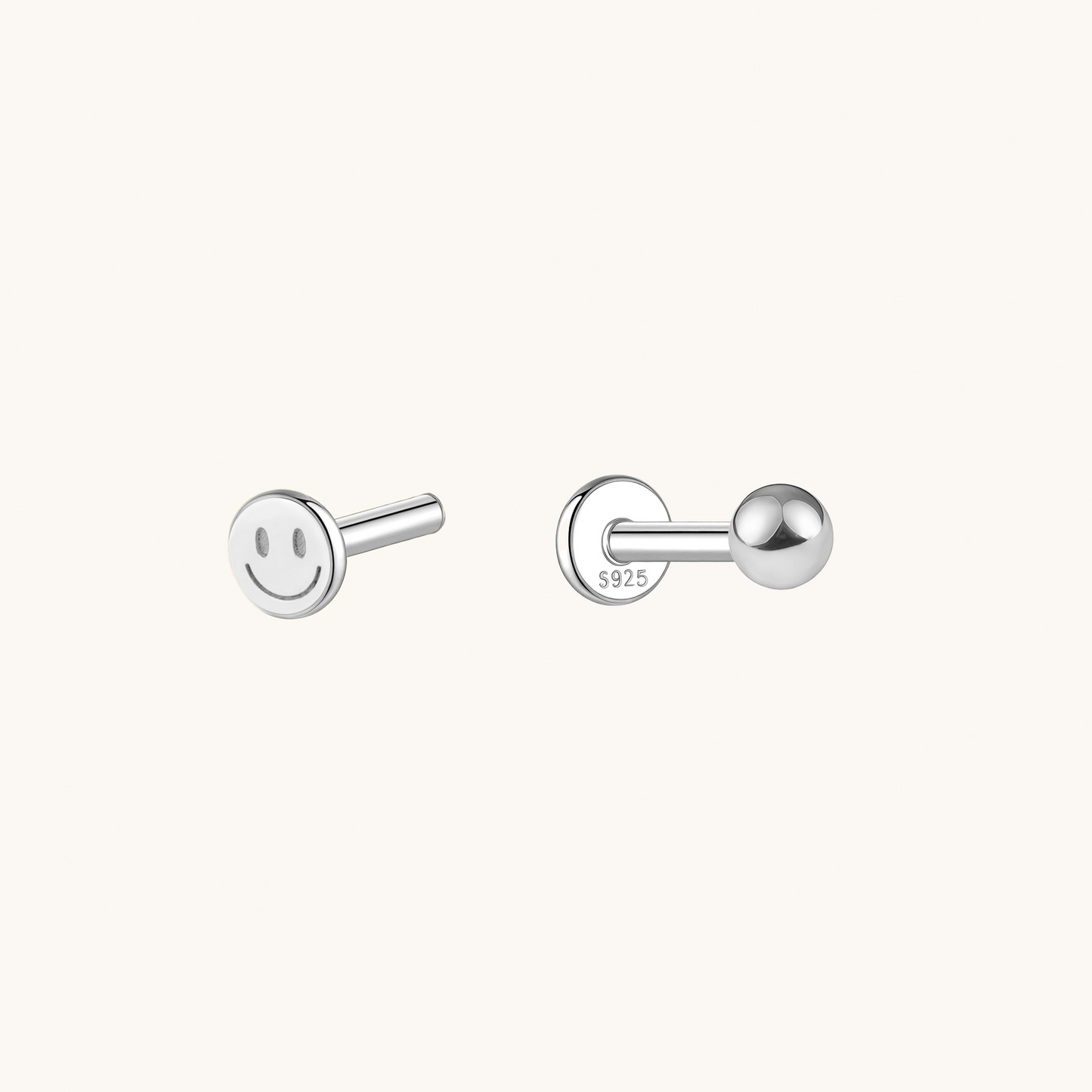 Gold-plated 925 sterling silver Ball Flatback Earring Silver 3mm