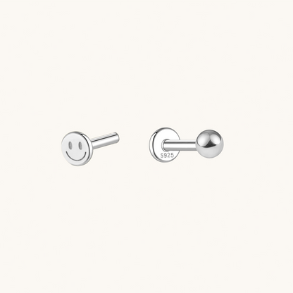 Gold-plated 925 sterling silver Ball Flatback Earring Silver 3mm