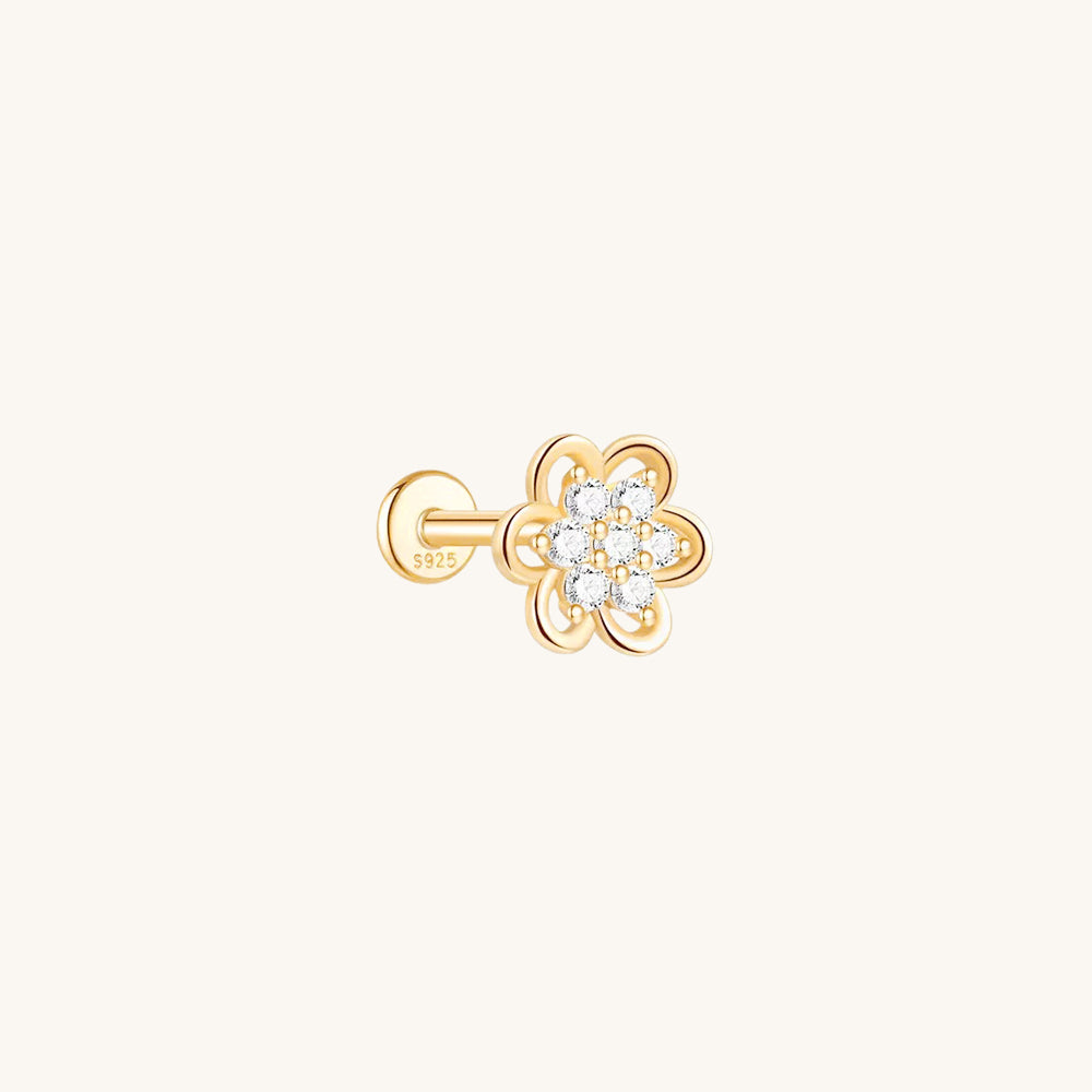 Gold-plated 925 sterling silver Narcissus Bloom Flatback Earring 8mm