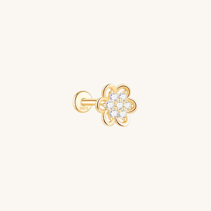 Gold-plated 925 sterling silver Narcissus Bloom Flatback Earring 8mm