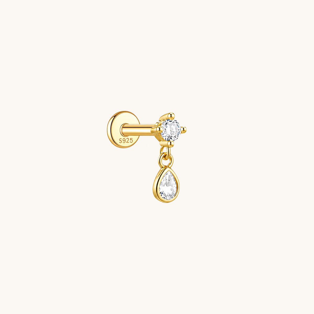 CZ Dangle Teardrop Flatback Earring