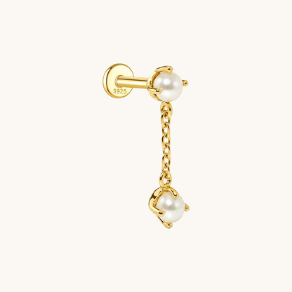 Gold-plated 925 sterling silver Pearl Drop Flatback Earring Medium(10mm)