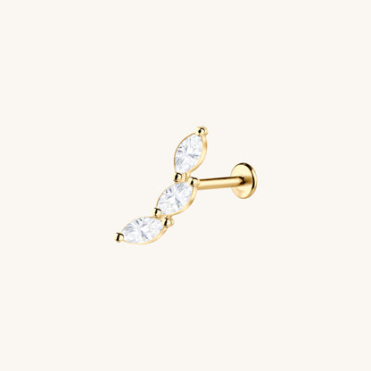 Three Leaves Curve Flatback Earring