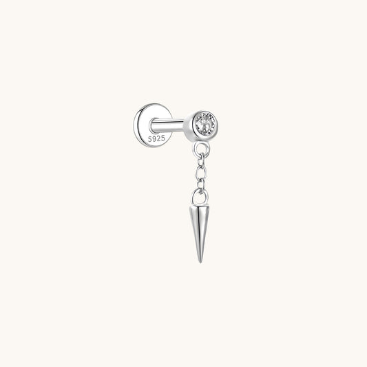 Gold-plated 925 sterling silver Dangle Spike Flatback Earring Silver