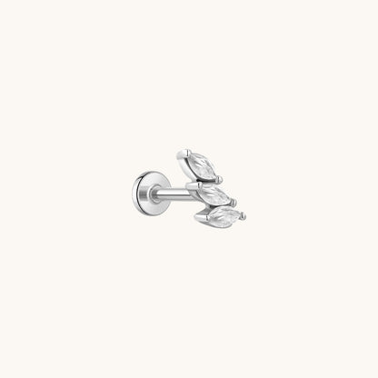 Gold-plated 925 sterling silver Three Leaves Flatback Earring Silver