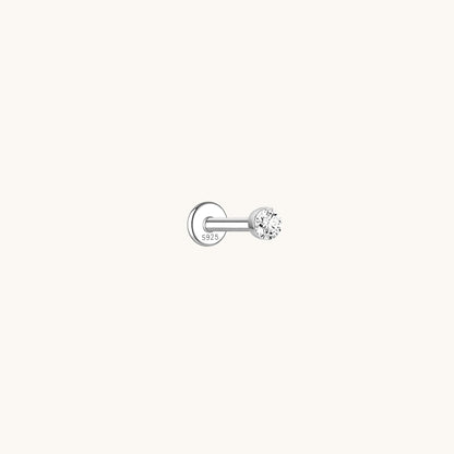 Gold-plated 925 sterling silver Floating Moissanite Flatback Earring 2mm