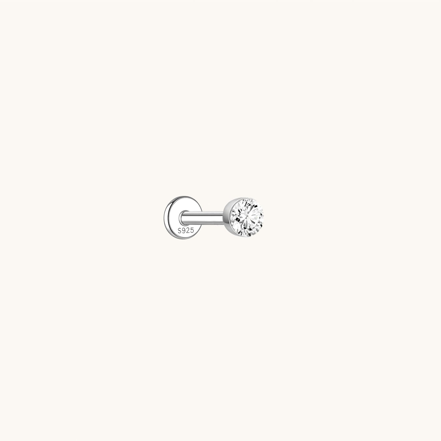Gold-plated 925 sterling silver Floating Moissanite Flatback Earring 3mm