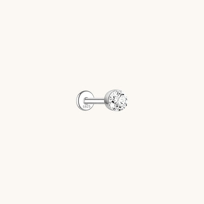 Gold-plated 925 sterling silver Floating Moissanite Flatback Earring 4mm