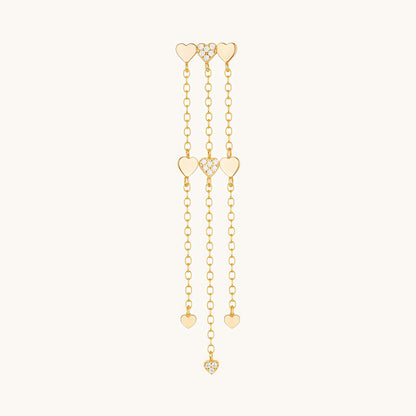 Gold-plated 925 sterling silver Tassel Heart Chain Stud Earrings