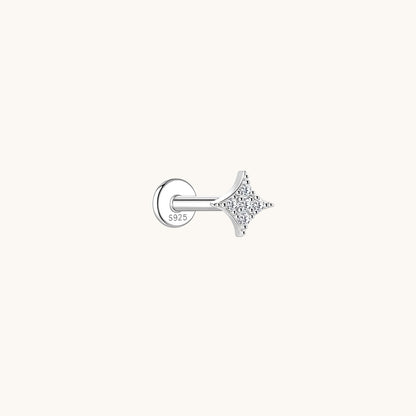 Gold-plated 925 sterling silver Twinkle Star Pavé Moissanite Flatback Earring Silver