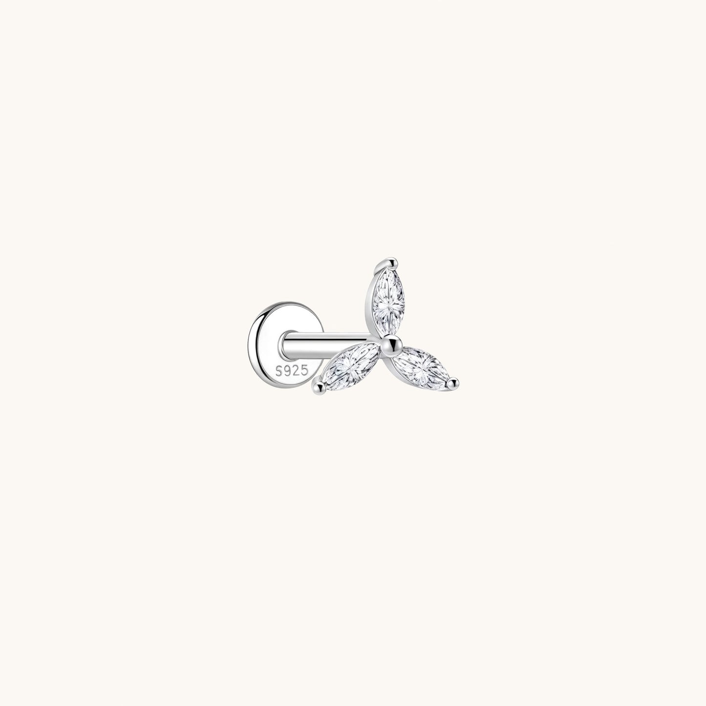 Gold-plated 925 sterling silver Pinwheel Moissanite Flatback Earring 8mm