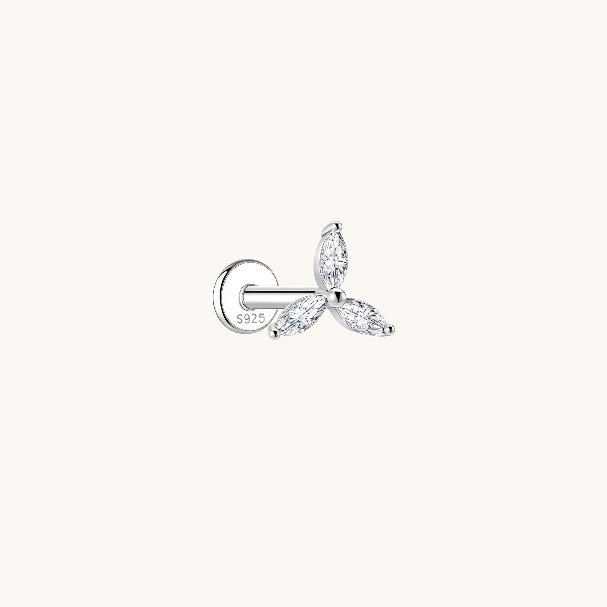 Gold-plated 925 sterling silver Pinwheel Moissanite Flatback Earring 8mm