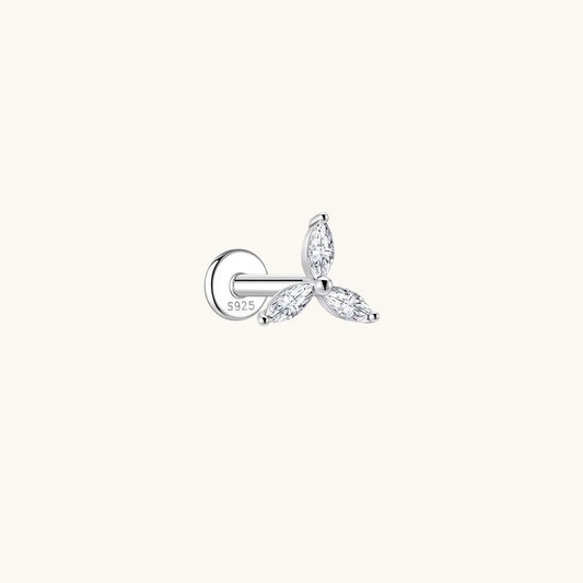 Gold-plated 925 sterling silver Pinwheel Moissanite Flatback Earring 8mm