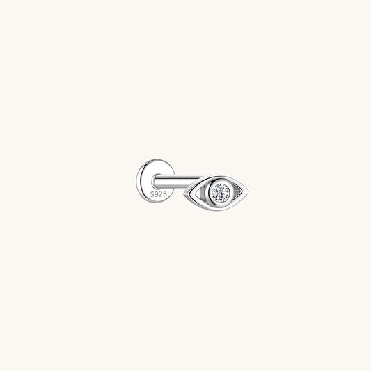 Gold-plated 925 sterling silver Evil Eye Moissanite Flatback Earring Silver