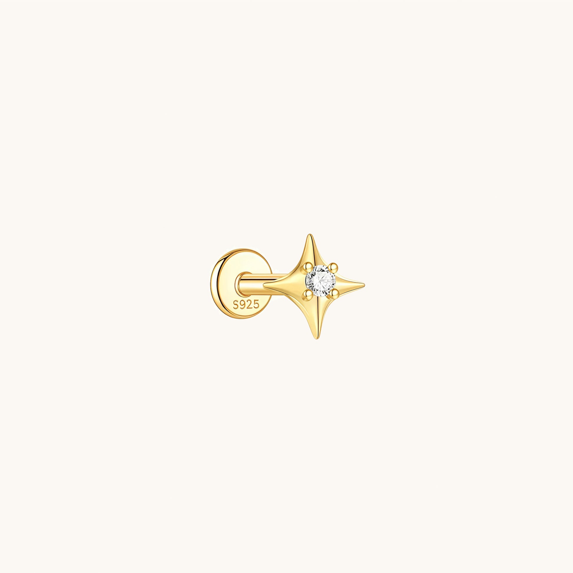 Gold-plated 925 sterling silver Starflare Flatback Earring Gold