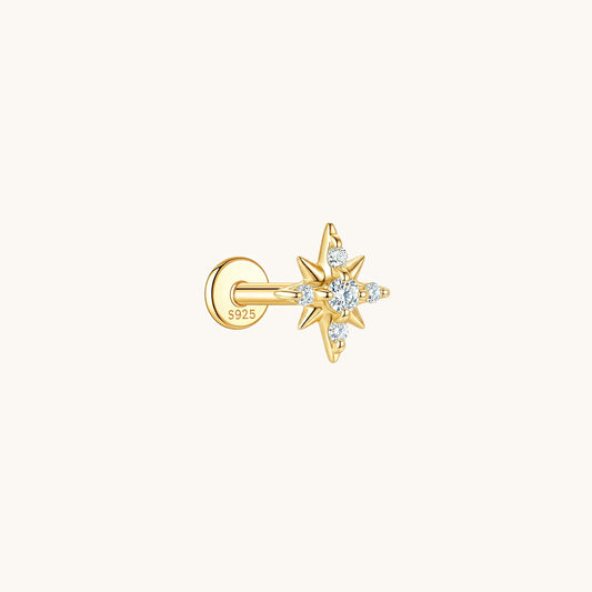 Gold-plated 925 sterling silver Cosmic Bloom Flatback Earring Gold