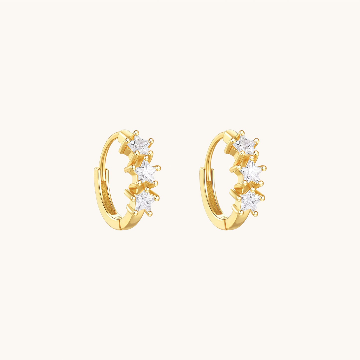Gold-plated 925 sterling silver Starfall CZ Hoop Earrings Gold