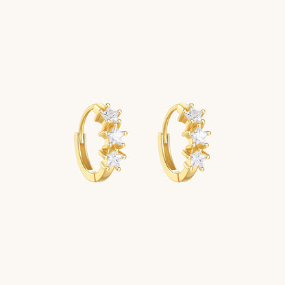 Gold-plated 925 sterling silver Starfall CZ Hoop Earrings Gold