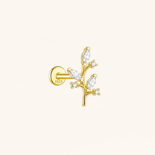 Gold-plated 925 sterling silver Golden Jade Leaf Flatback Earring Gold