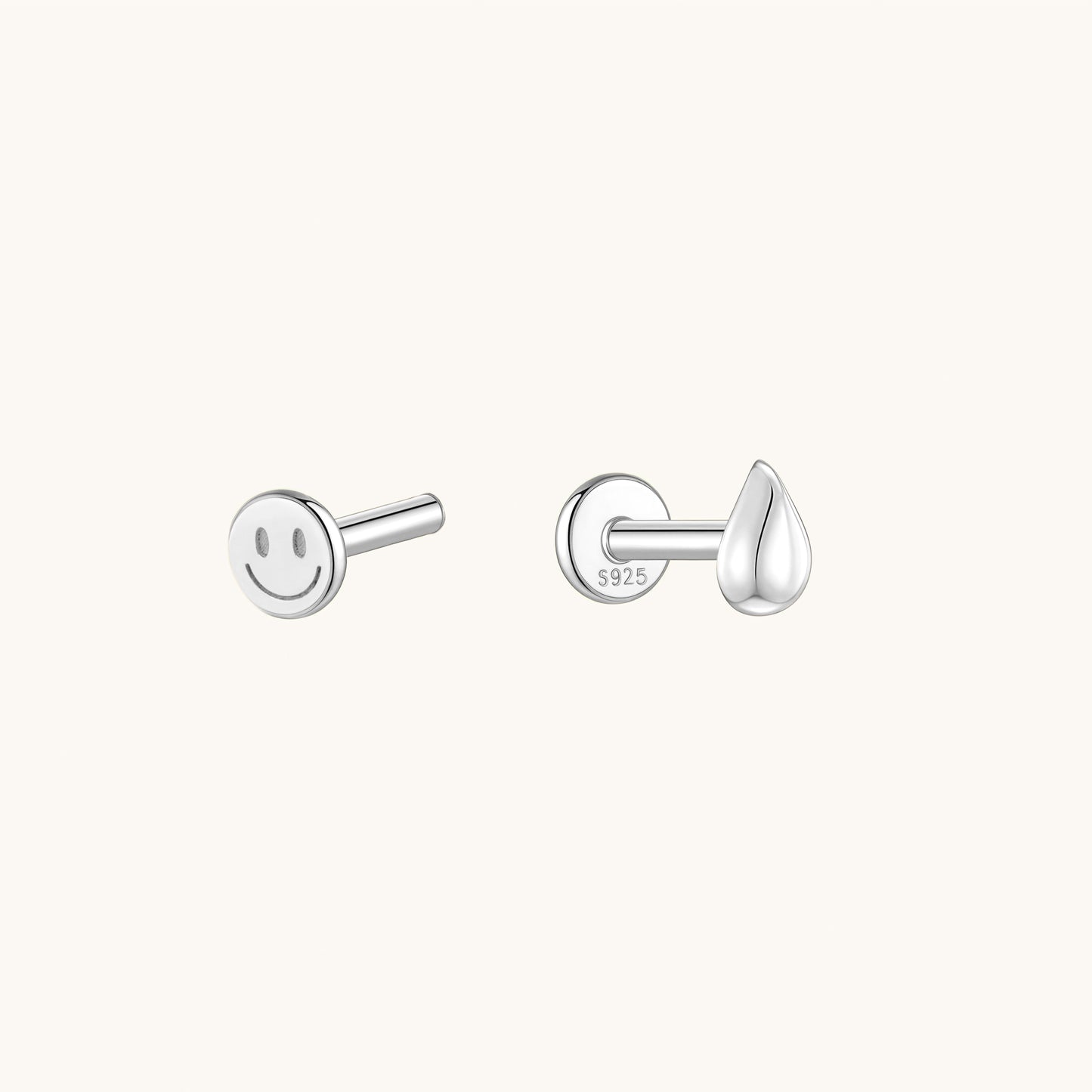 Gold-plated 925 sterling silver Teardrop Flatback Earring
