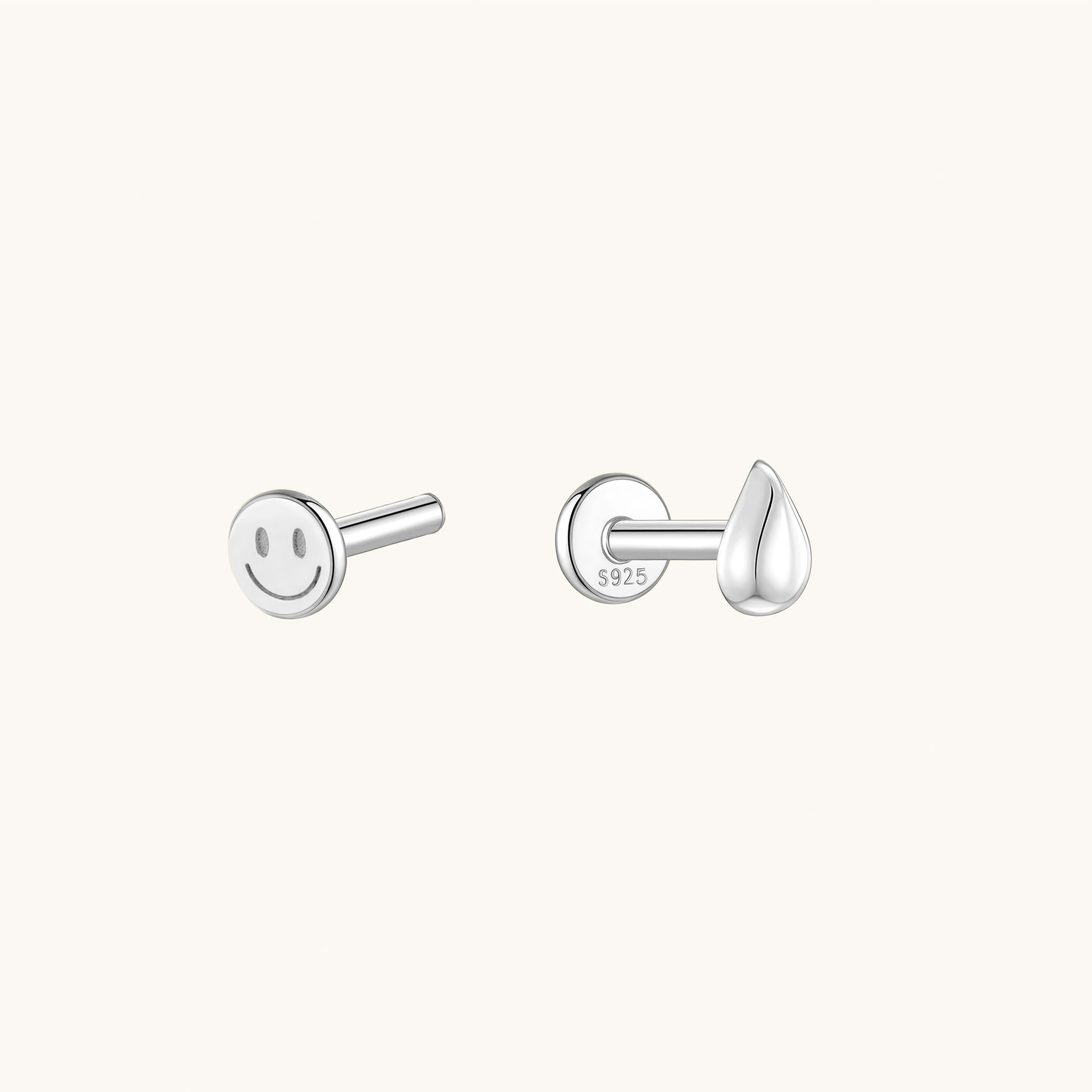 Gold-plated 925 sterling silver Teardrop Flatback Earring