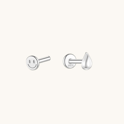Gold-plated 925 sterling silver Teardrop Flatback Earring