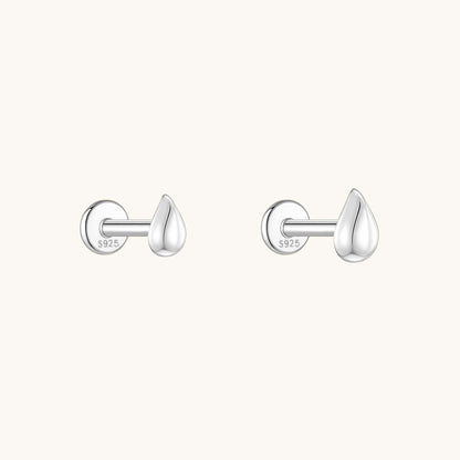 Gold-plated 925 sterling silver Teardrop Flatback Earring Silver