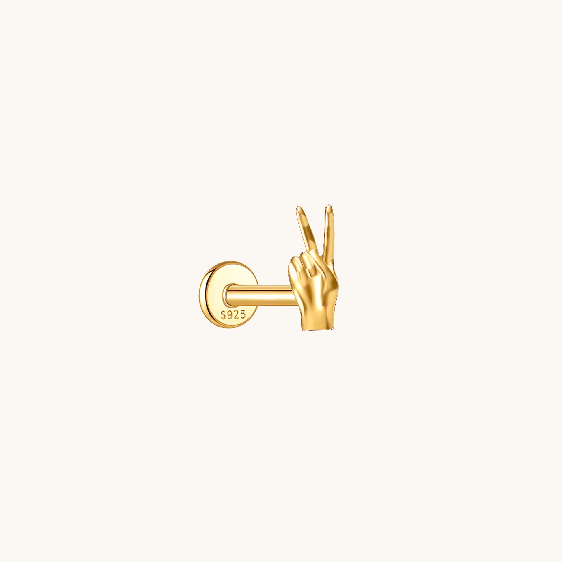 Gold-plated 925 sterling silver Golden Peace Flatback Earring Gold