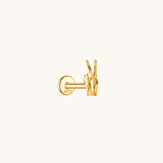 Gold-plated 925 sterling silver Golden Peace Flatback Earring Gold