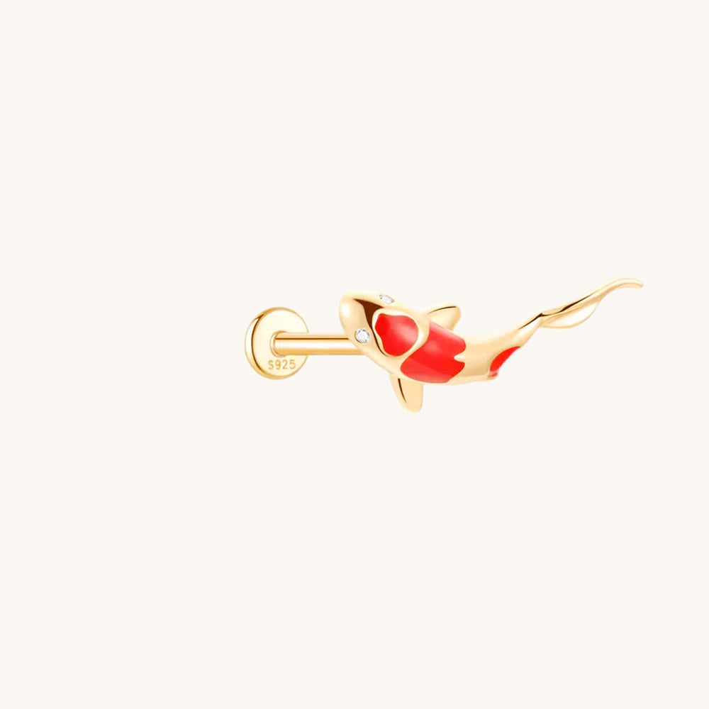 Gold-plated 925 sterling silver Vermilion Koi Flatback Earring Gold