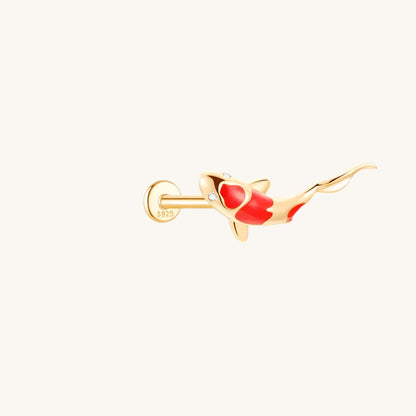 Gold-plated 925 sterling silver Vermilion Koi Flatback Earring Gold