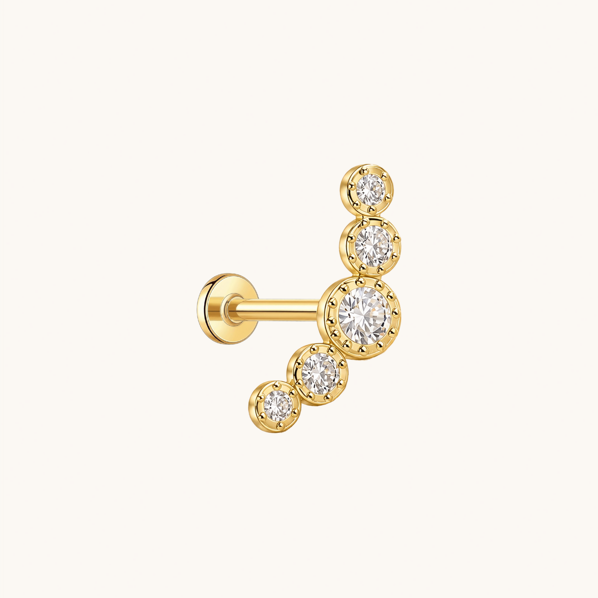 Gold-plated 925 sterling silver Gardien Curve Bezel Flatback Earring Gold