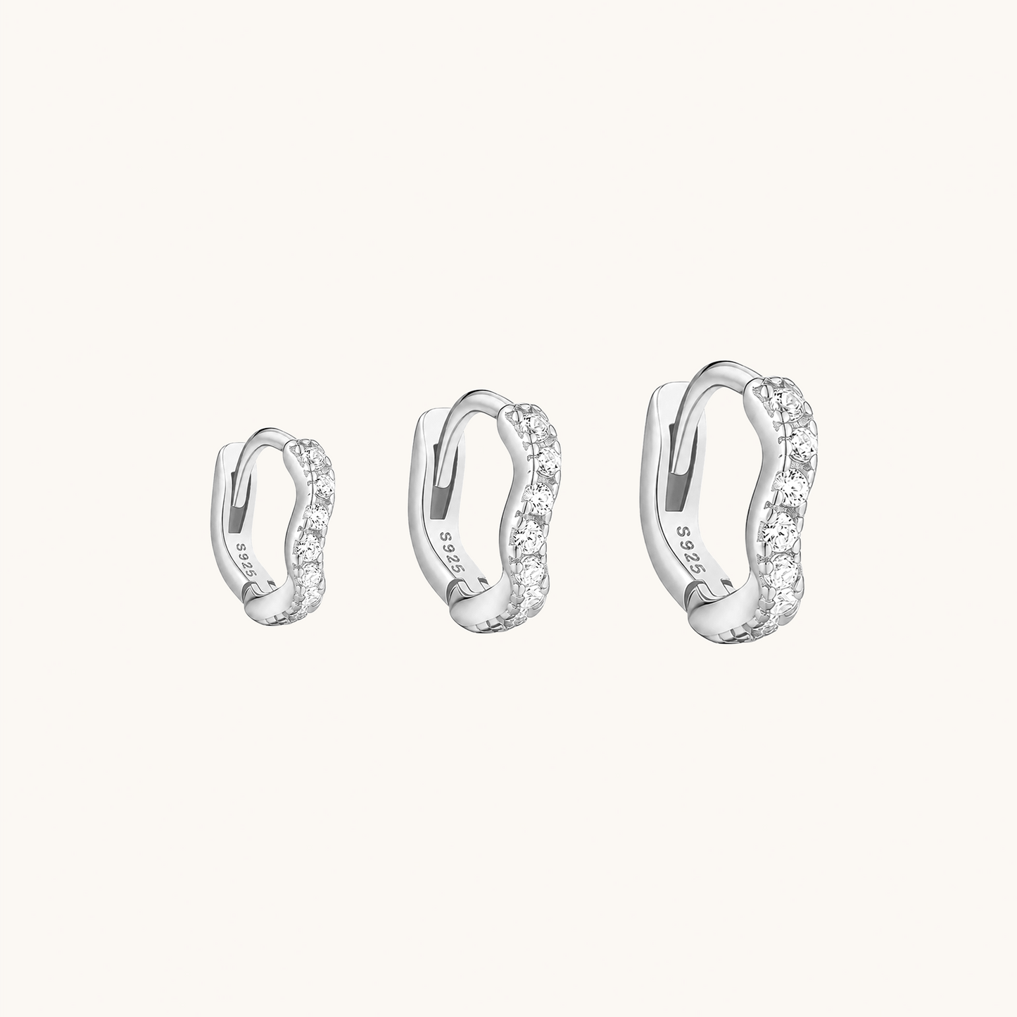 Ripple Pavé Clicker Hoops