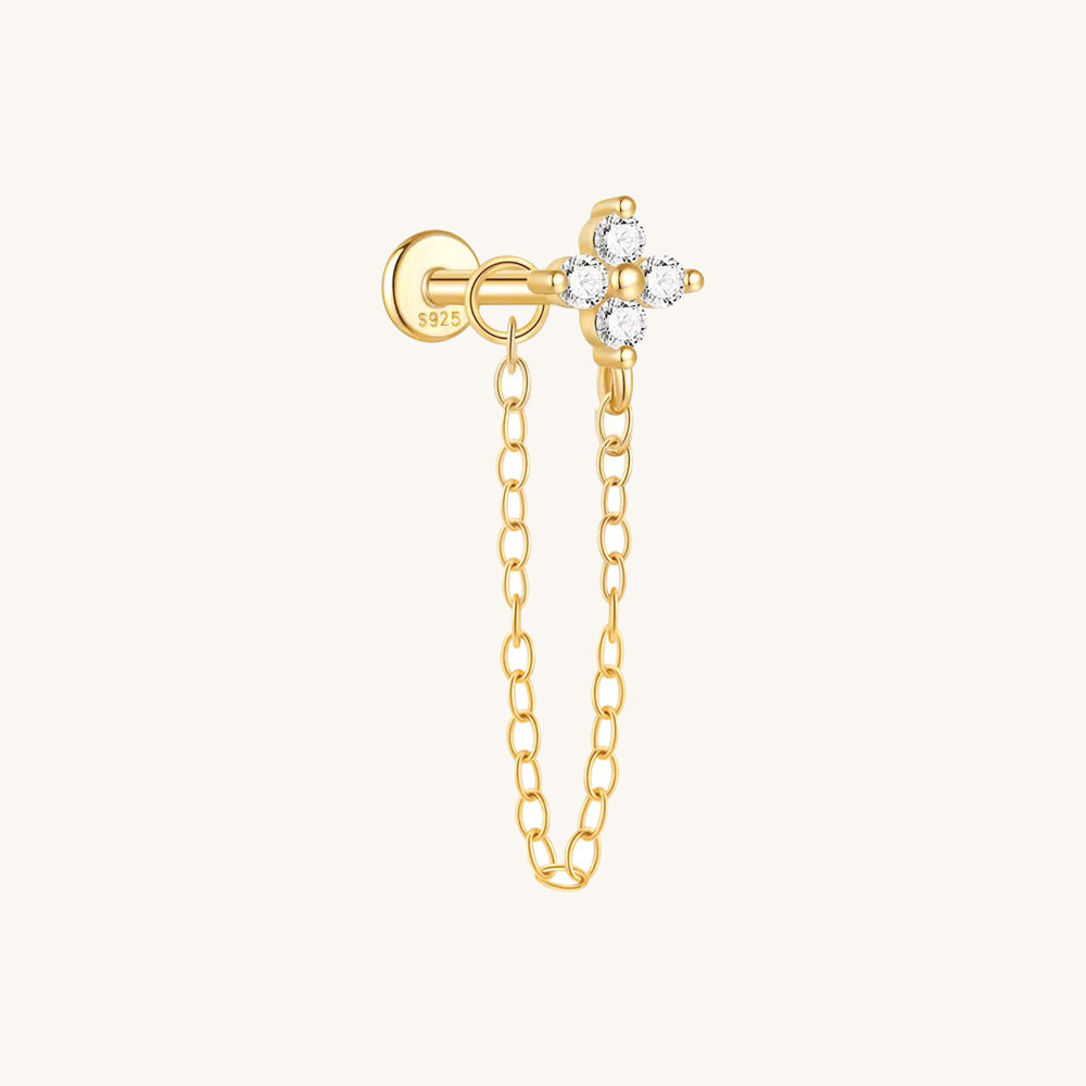 Floral Chain Flatback Earring