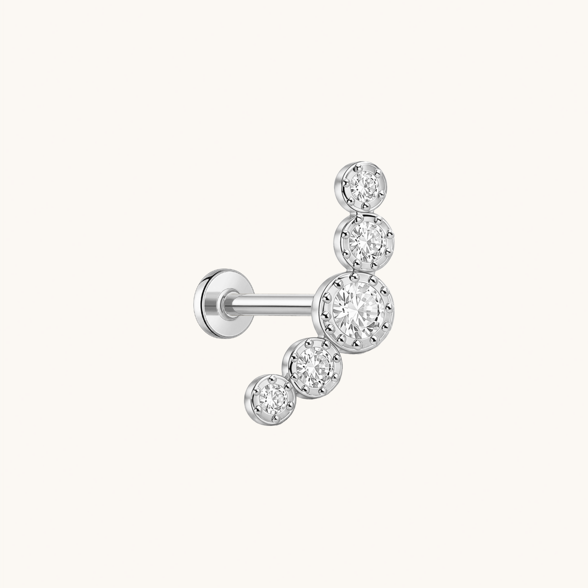 Gold-plated 925 sterling silver Gardien Curve Bezel Flatback Earring