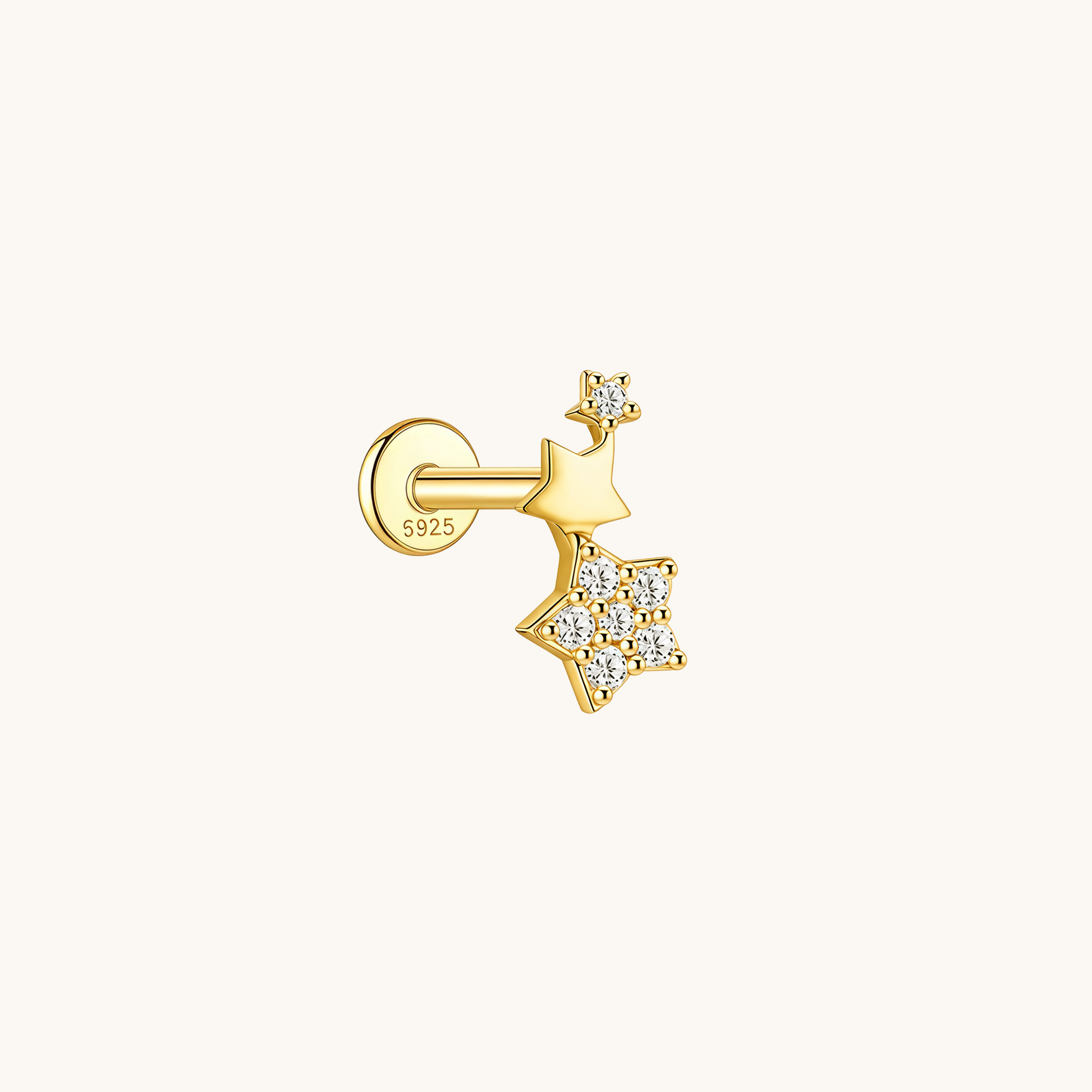 Gold-plated 925 sterling silver Starpath Moissanite Flatback Earring Gold