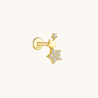 Gold-plated 925 sterling silver Starpath Moissanite Flatback Earring Gold