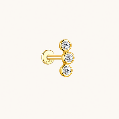 Gold-plated 925 sterling silver Moisasanite Bezel Curve Flatback Earring Gold