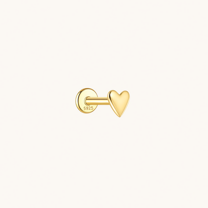 Gold-plated 925 sterling silver Mini Heart Flatback Earring