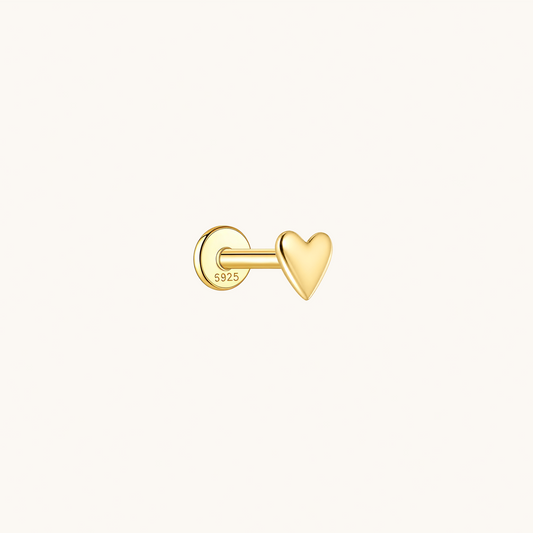 Gold-plated 925 sterling silver Mini Heart Flatback Earring