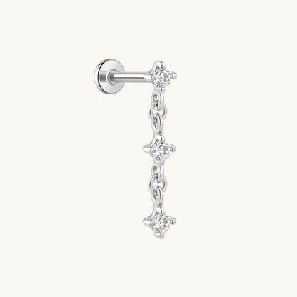 Gold-plated 925 sterling silver Trio Dangle Flatback Earring Silver