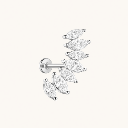 Gold-plated 925 sterling silver Marquise Curve Flatback Earring Silver